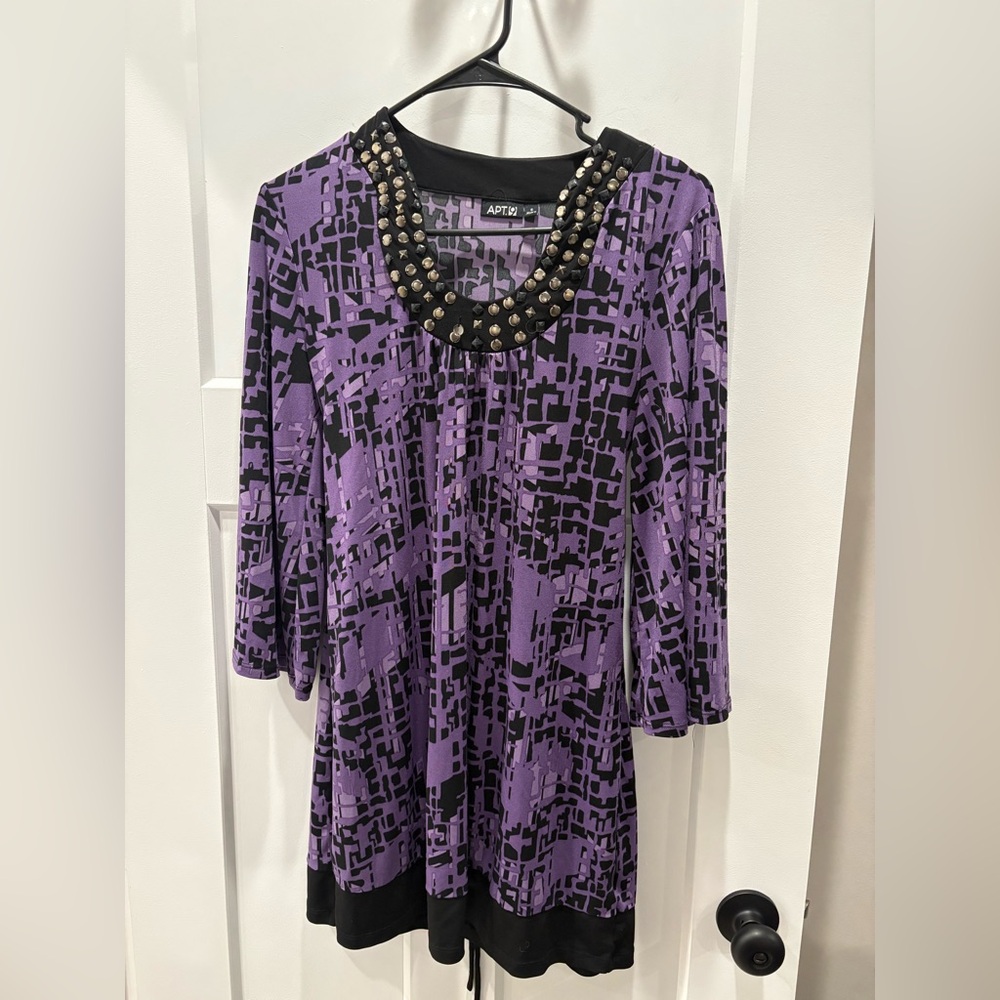 APT 9 Purple and Black Geometric Dress